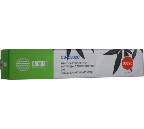 -/ Картридж лазерный Cactus 46508735 CS-O332C 46508735 голубой (3000стр.) для Oki C332/MC363