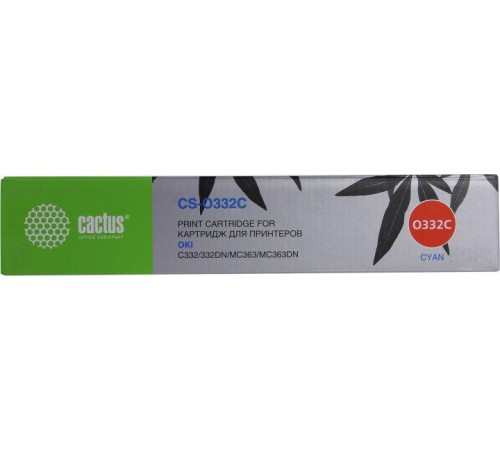 -/ Картридж лазерный Cactus 46508735 CS-O332C 46508735 голубой (3000стр.) для Oki C332/MC363