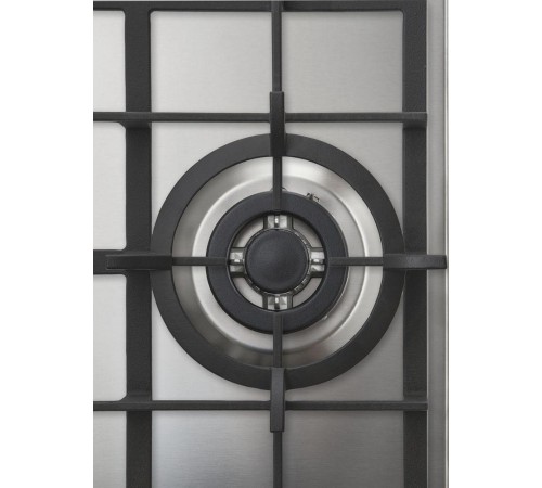 Встраиваемая варочная панель/ Газ,  Crystal, 45x51 см, газовая, нержавеющая сталь, независимая, электроподжиг, газ-контроль, чугунные решетки, в комплекте - подставка WOK и адаптер для кофейника, цвет-нержавеющая сталь