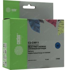 -/ Картридж струйный Cactus CS-C4911 №82 голубой (72мл) для HP DJ 500/800C