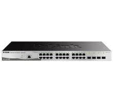 коммутатор D-Link Управляемый L2 коммутатор, 24x1000Base-T, 4x1000Base-X SFP, защита от статического электричества до 6 кВ, CLI, консольный порт RJ-45, RPS, поддержка Dying Gasp, мониторинг статуса питания комму