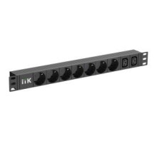 PDU 7 розеток нем. ст. + 2 С13 1U каб. 2м C14