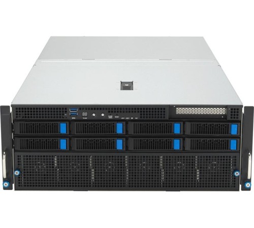 Сервер ASUS ESC8000-E11-SKU2 4U, 2x LGA4677, 32x DDR5, 2x NVMe/SATA/SAS* + 6 SATA/SAS*, 1x M.2(Up to 22110), 1x PCIex8 for HBA/RAID, 8x PCIex16 for dual-slot GPU, 1x PCIex16 for NIC card, 2x 10Gbe, 4x 3000W