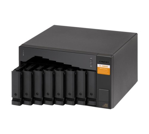 Полка расширения сетевого хранилища без дисков/ SMB QNAP TL-D800S SATA expansion enclosure, 8-tray 3,5"/2,5" w/o HDD. 2xSFF-8088, hardware RAID support, desktop version.