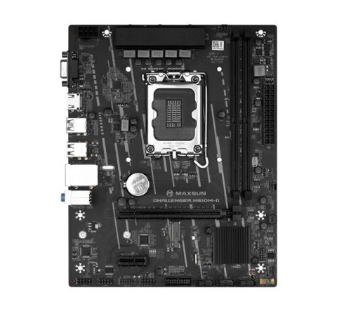 Материнская плата MAXSUN MS-Challenger H610M-D, LGA1700, H610, 2*DDR4, 3*SATA3, M.2, 2*USB 3.2, 4*USB 2.0, 1*PCIEx16, 1*PCIEx1, VGA+HDMI,  mATX