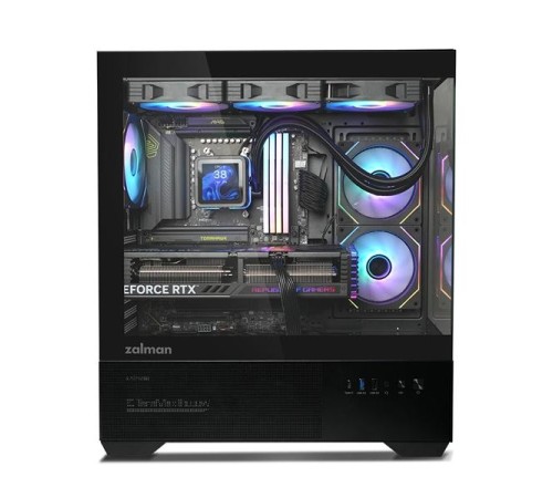 корпус ZALMAN CHRONIX, ATX, BLACK, WINDOW, 1xCombo (3.5’’ or 2.5’’), 1x3.5’’HDD, 2x2.5’’SSD, 1xUSB2.0, 1xUSB3.0, 1xUSB Type-C, SIDE 2x120mm ARGB, REAR 1x120mm ARGB