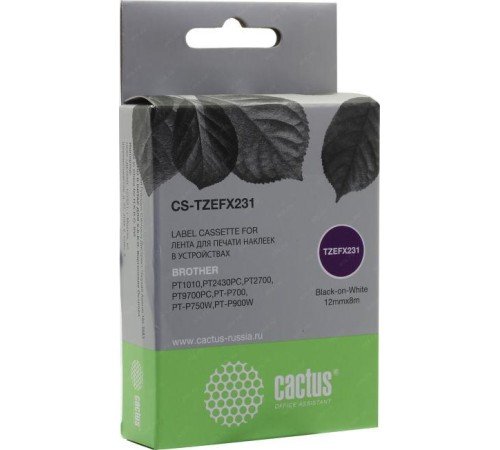 -/ Картридж ленточный Cactus CS-TZEFX231 TZe-FX231 черный для Brother 1010/1280/1280VP/2700VP