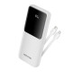 Power Bank Vention 10000mAh(Micro-USB/C/A/A) со встроенными кабелями 22.5W Белый с LED Дисплеем, шт.