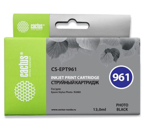 -/ Картридж струйный Cactus CS-EPT961 T0961 фото черный (13мл) для Epson Stylus Photo R2880