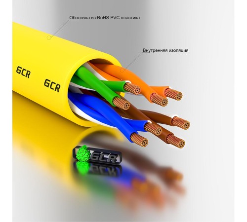 GCR Патч-корд прямой 4.0m UTP кат.5e, желтый, позолоченные контакты, 24 AWG, литой, GCR-LNC02-4.0m, ethernet high speed 1 Гбит/с, RJ45, T568B GCR Патч-корд прямой 4.0m UTP кат.5e, желтый, позолоченные контакты, 24 AWG, литой, GCR-LNC02-4.0m, ethernet high speed 1 Гбит/с, RJ45, T568B