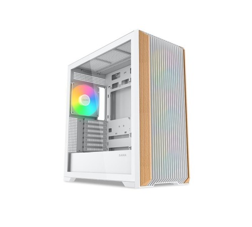 Корпус ПК без блока питания/ Case SAMA Z60 White, Midi-Tower, TG, 4x140mm ARGB, 2xUSB 3.0 + 1xUSB 3.1 Type-C, E-ATX, ATX, mATX, mITX White