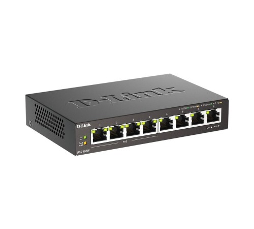 Коммутатор/ PoE-коммутатор, 8x1000Base-T (4x1000Base-T PoE), PoE-бюджет 60 Вт, корпус металл