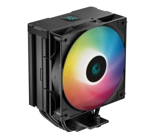 Кулер для процессора DEEPCOOL AG400 DIGITAL BK ARGB LGA1700/1200/115X/AM5/AM4 (9шт/кор, TDP 220W, PWM, ARGB Fan 120mm, 4 тепл. трубки, черный) RET (R-AG400-BKADMN-G-1)