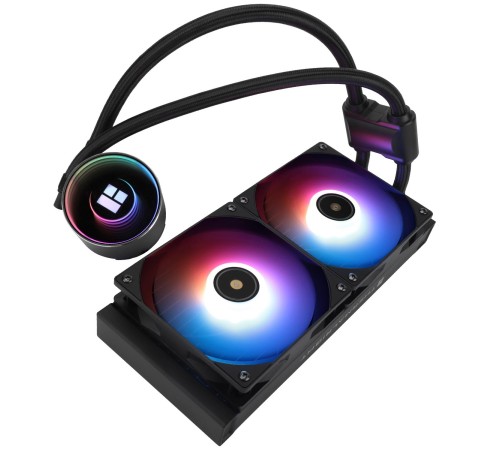 Водяное охлаждение для процессора/ Water Cooling System Thermalright Frozen Notte 240 Black Argb V2 (240mm, Black, ARGB/ Fans: 2x120mm, 72.37CFM, 27.7dBA, 2000RPM/ Pump height 54mm, 28dBA, 5300RPM, Rad thickness 27mm/ S: 1200, 1700, 1851, 2011, 2066, 115X