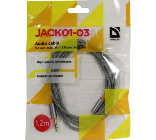 Defender Аудио-кабель JACK01-03 Серый JACK M- JACK M, 1,2м