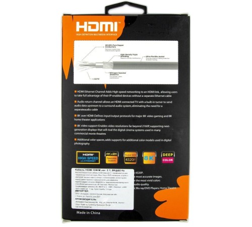 Кабель/ Кабель HDMI 19M/M,ver. 2.1, 8K@60 Hz 2m метал разъемы, нейлоновая оплетка Telecom <TCG300-2M> Кабель/ Кабель HDMI 19M/M,ver. 2.1, 8K@60 Hz 2m метал разъемы, нейлоновая оплетка Telecom <TCG300-2M>