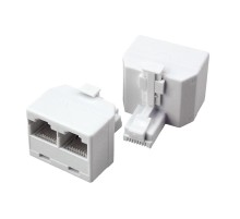 GCR Телефонный разветвитель RJ-11 6p4c, штекер на 2 гнезда, M/2xF, белый, GA-RJ11-T-2