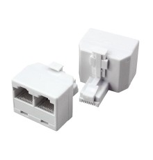 GCR Телефонный разветвитель RJ-11 6p4c, штекер на 2 гнезда, M/2xF, белый, GA-RJ11-T-2