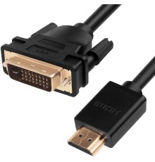Greenconnect Кабель HDMI-DVI 1.0m черный, OD7.3mm, 28/28 AWG, позолоченные контакты, 19pin AM / 24+1M AM double link, GCR-HD2DVI1-1.0m, тройной экран