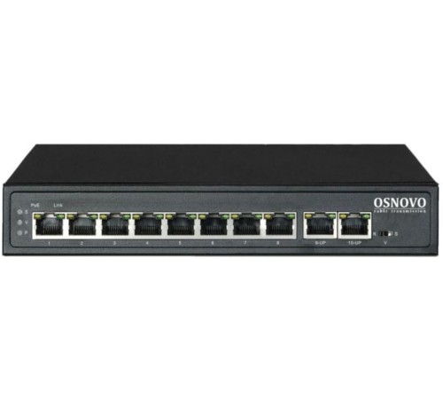Коммутатор/ OSNOVO Passive PoE коммутатор, 8*10/100 Base-T+ 2*10/100 Base-T Uplink, до 30W на порт