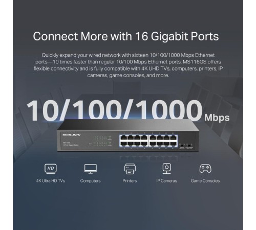 Коммутатор/ 16-Port Gigabit Desktop/Rackmount Switch