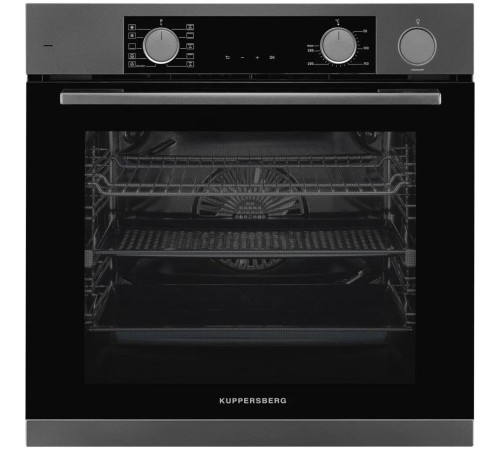 Электрический духовой шкаф Kuppersberg/ 60 см, 80 л, High-Tech, 10 режимов, ПАР, Soft Close, телескопические направляющие, черный/темный графит Электрический духовой шкаф Kuppersberg/ 60 см, 80 л, High-Tech, 10 режимов, ПАР, Soft Close, телескопические направляющие, черный/темный графит