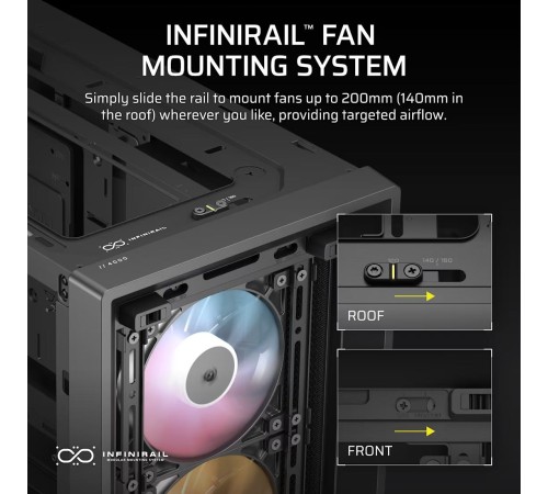 Корпус без блока питания/ Case Corsair Frame 4000D RS ARGB, Midi-Tower, TG, 3x120mm ARGB, 2xUSB-A 3.2, 1xUSB 3.2 Type-C, E-ATX, ATX, mATX, mITX Black