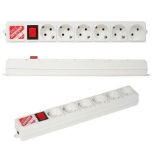 Сетевой фильтр Power Cube 1,9 метра, 6 розеток (5 с заземлением + 1 без заземления), 10А/2,2кВт, Сечение провода: 3*0.75 мм, цвет белый, 4 года гарантии, Россия, МПТ