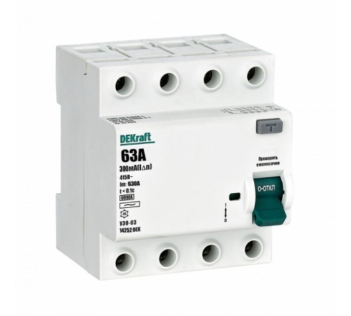 ВДТ 4P 63А 300мА тип AC 6кА УЗО-03