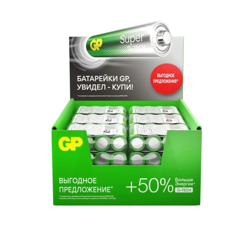 Батарейка АА Алкалиновые батарейки GP Super Alkaline G-Tech 15А АA - 4 шт. в пленке (4 шт.)