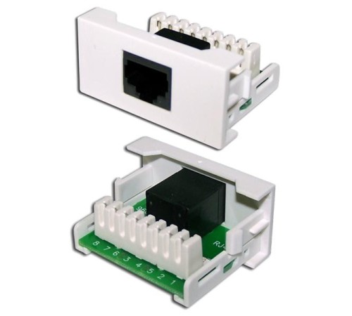 Вставка Mosaic 22.5x45 1xRJ45 Cat.5e, белая Вставка Mosaic 22.5x45 1xRJ45 Cat.5e, белая