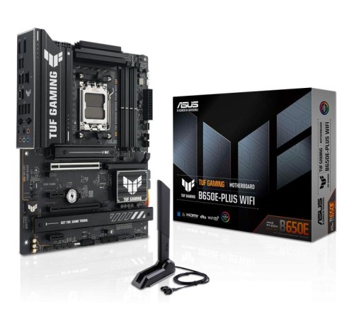 Материнская плата ASUS TUF GAMING B650E-PLUS WIFI, AM5, B650, 4*DDR5, 4*SATA, 3*M.2, 3*USB 3.2, 6*USB 2.0, Type-C, 3*PCIx16, 2*PCIx1, DP+HDMI, ATX; 90MB1M20-M0EAY0