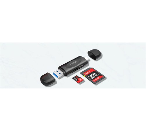 Кардридер  Netac card reader WK14, USB3.0+Type-C to mSD/SD, Black (repl. NT09WK14-30BK)