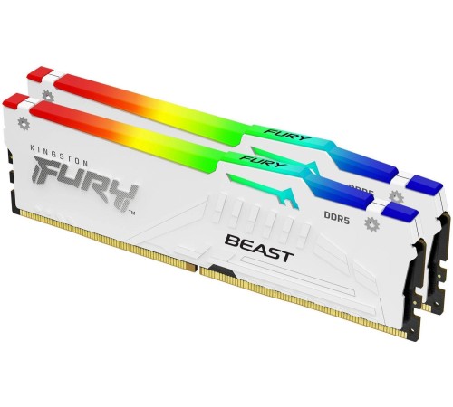 Память оперативная/ Kingston 64GB 5600MT/s DDR5 CL40 DIMM (Kit of 2) FURY Beast White RGB XMP Память оперативная/ Kingston 64GB 5600MT/s DDR5 CL40 DIMM (Kit of 2) FURY Beast White RGB XMP