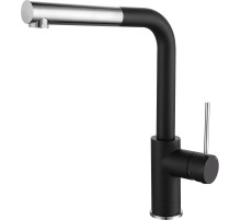 Смеситель RIVELATO Rivelato Смеситель для кухни Albano Г-обр.с выдвижной лейкой D-35мм, монтаж: вертикально на раковину, материал: нержавеющая сталь, цвет: черный хром