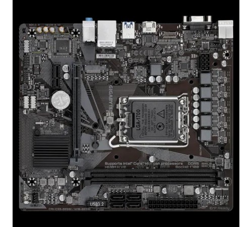 Материнская плата/ MB GIGABYTE INTEL H610 s1700, 2xDDR5(64GB), D-SUB/HDMI 2.1, 1xPCIe 4.0x16, 1xPCIe 3.0, 1xLAN, 4xSATA 6Gb/s, 1xM.2, 2xUSB 3.2, 4xUSB 2.0, 2xPS/2, mATX Материнская плата/ MB GIGABYTE INTEL H610 s1700, 2xDDR5(64GB), D-SUB/HDMI 2.1, 1xPCIe 4.0x16, 1xPCIe 3.0, 1xLAN, 4xSATA 6Gb/s, 1xM.2, 2xUSB 3.2, 4xUSB 2.0, 2xPS/2, mATX