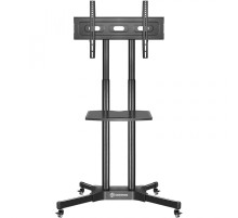 Мобильная стойка ONKRON на 1 ТВ/ 32-65" от 200х200 до 400х600 наклон 0? поворот 0? макс нагр 50кг Высота 1200-1500мм, кабель-канал, регулировка полки по высоте, колесики с блокировкой, черная