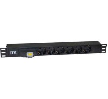  ITK PDU 6 розеток DIN49440 (нем.станд.), с автоматом 10А, 1U, без шнура, вх.IEX320 C14, алюминиевый профиль, черный