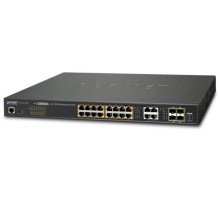 коммутатор/ PLANET IPv6/IPv4, 16-Port Managed 802.3at POE+ Gigabit Ethernet Switch + 4-Port Gigabit Combo TP/SFP (220W)