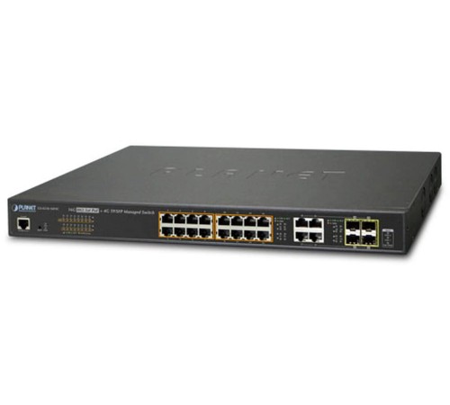 коммутатор/ PLANET IPv6/IPv4, 16-Port Managed 802.3at POE+ Gigabit Ethernet Switch + 4-Port Gigabit Combo TP/SFP (220W)