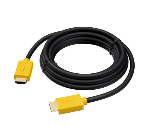 GCR Кабель 15.0m HDMI версия 2.0, HDR 4:2:0, Ultra HD, 4K 60 fps 60Hz/5K*30Hz, 3D, AUDIO, 18.0 Гбит/с, 28/28 AWG, OD7.3mm, тройной экран, черный, желтые коннекторы, GCR-HM441-15.0m