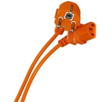 Кабель/ Кабель компьютер --> розетка 220V (угловая Евровилка) <VDE> 3G0,75mm2 VCOM {CE021-O} 1,8m, ОРАНЖЕВЫЙ