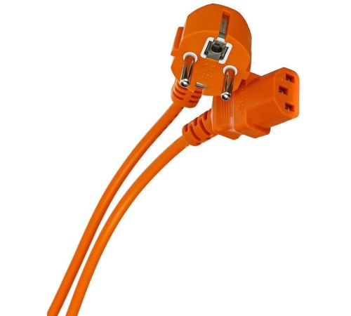 Кабель/ Кабель компьютер --> розетка 220V (угловая Евровилка) <VDE> 3G0,75mm2 VCOM {CE021-O} 1,8m, ОРАНЖЕВЫЙ
