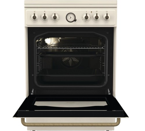 Плита Gorenje/ Плита Gorenje, комбинированная, 60 см, объем 71 л, электронный программатор с аналоговым дисплеем, автоматический электроподжиг, очистка паром AquaClean, энергоэффективность А, цвет бежевый