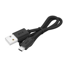 GCR Кабель 1.0m MicroUSB, быстрая зарядка, черный нейлон, GCR-54085