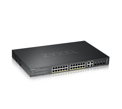 Коммутатор/ ZYXEL NebulaFlex Pro GS2220-28HP Hybrid L2 PoE+ switch , rack 19 ", 24xGE PoE+, 4xCombo (SFP / RJ-45), budget 375 W, standalone / cloud management