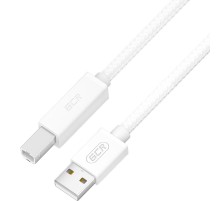 GCR Кабель Premium 1.0m USB 2.0, AM/BM, белый нейлон 28/24 AWG, экран, армированный, морозостойкий, GCR-54211