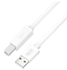 GCR Кабель Premium 1.0m USB 2.0, AM/BM, белый нейлон 28/24 AWG, экран, армированный, морозостойкий, GCR-54211