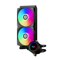 Система охлаждения/ Water Cooling System PCCooler DA240 ARGB BK (270W, 240mm, Black, ARGB/ Fans: 2x120mm, 73.6CFM, -dBA, 1800RPM/ Pump height 55mm, -dBA, 3000RPM, Rad thickness 27mm/ S: 1851, 1700, 1200, 20XX, 115X, AM5, AM4)