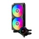 Система охлаждения/ Water Cooling System PCCooler DA240 ARGB BK (270W, 240mm, Black, ARGB/ Fans: 2x120mm, 73.6CFM, -dBA, 1800RPM/ Pump height 55mm, -dBA, 3000RPM, Rad thickness 27mm/ S: 1851, 1700, 1200, 20XX, 115X, AM5, AM4)